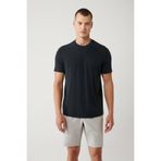AVVA Erkek Antrasit Bisiklet Yaka Baskılı Soft Touch Regular Fit T-shirt A41y1032