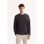 Avva Erkek Antrasit Bisiklet Yaka Pamuklu Bi-Stretch Baskılı Regular Fit Sweatshirt A52Y1325