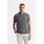 Avva Erkek Antrasit Kıvrılmaz Polo Yaka %100 Pamuk Basic Regular Fit T-Shirt B001032 - XL