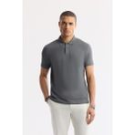 Avva Erkek Antrasit Kıvrılmaz Polo Yaka %100 Pamuk Basic Regular Fit T-Shirt B001032 - XS