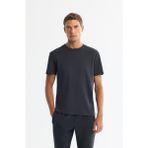 Avva Erkek Antrasit Regular Fit Bisiklet Yaka Baskılı Elastan T-Shirt A42Y1017