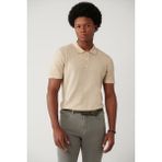 Avva Erkek Bej 3 Düğmeli Polo Yaka Triko Regular Fit T-Shirt A41Y5067 - Bej - Bej