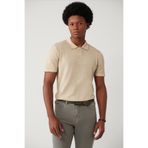 Avva Erkek Bej 3 Düğmeli Polo Yaka Triko Regular Fit T-Shirt A41Y5067