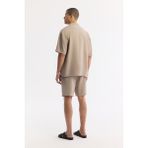 Avva Erkek Bej Apaj Yaka Soft Touch Kısa Kol Oversize Fit Gömlek A51Y2006 - 2XL