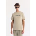 AVVA Erkek Bej Bisiklet Yaka Baskılı Bi-Stretch İnterlok Regular Fit T-shirt A61Y1061 - 2XL