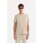 AVVA Erkek Bej Bisiklet Yaka Baskılı Bi-Stretch İnterlok Regular Fit T-shirt A61Y1068 - M
