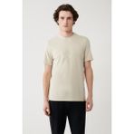 Avva Erkek Bej Bisiklet Yaka Baskılı Soft Touch Regular Fit T-Shirt A41Y1037 - M