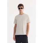 AVVA Erkek Bej Bisiklet Yaka Kırışmaz Hızlı Kuruyan Teknik Kumaş Regular Fit T-Shirt A61Y1099 - 2XL