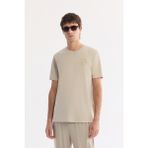 AVVA Erkek Bej Bisiklet Yaka Nefes Alan Soft Touch Baskılı Regular Fit T-Shirt A61Y1021 - M
