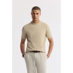 Avva Erkek Bej Bisiklet Yaka Rayon Triko Regular Fit T-Shirt A51Y5003 - 3XL