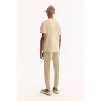 Avva Erkek Bej Bisiklet Yaka Viskon Karışımlı Bi-Stretch Baskılı Regular Fit T-Shirt A52Y1020