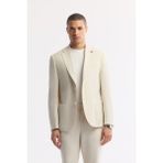 Avva Erkek Bej Mono Yaka Hafif Soft Touch Blazer Comfort Slim Fit Ceket A51Y4017 - 50