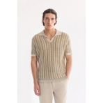 AVVA Erkek Bej Polo Yaka Düğmesiz %100 Pamuk Soft Touch Regular Fit Triko T-Shirt A61Y5025