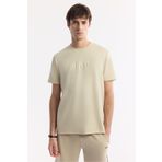 Avva Erkek Bej Regular Fit Bisiklet Yaka Baskılı Bi Stretch İnterlok T-Shirt A51Y1131