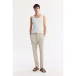 AVVA Erkek Bej Relaxed Fit Beli Bağcıklı Keten Karışımlı Chino Pantolon B003036 - XL - Bej - Bej