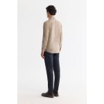 Avva Erkek Bej Slim Fit Düğmeli Yaka %100 Pamuk Desenli Gömlek A42Y2049 - XS