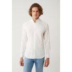 Avva Erkek Beyaz Alttan Britli Yaka Çizgili Rayon Regular Fit Gömlek A42Y2051 - 2XL