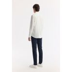 Avva Erkek Beyaz Alttan Britli Yaka Gofreli Regular Fit Gömlek A51Y2136 - XS