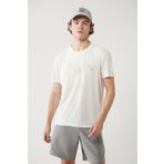 AVVA Erkek Beyaz Bisiklet Yaka Baskılı Soft Touch Regular Fit T-shirt A41y1131