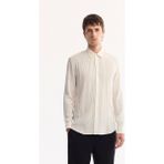 Avva Erkek Beyaz Düğmeli Yaka Pamuklu Soft Touch Dokulu Regular Fit Gömlek A52Y2055 - XS