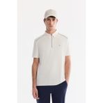 AVVA Erkek Beyaz Fermuarlı Polo Yaka Kırışmaz Hızlı Kuruyan Teknik Kumaş Regular Fit T-Shirt A61Y1106 - 3XL