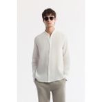 Avva Erkek Beyaz Hakim Yaka %100 Keten Comfort Fit Gömlek B002035 - XS