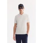 Avva Erkek Beyaz Kıvrılmaz Polo Yaka Fermuarlı Jakarlı Regular Fit T-Shirt A61Y1088 - 2XL