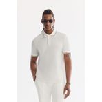Avva Erkek Beyaz Kıvrılmaz Polo Yaka Pamuklu Teknik Kumaş Regular Fit T-Shirt A61Y1097
