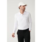 Avva Erkek Beyaz Polo Yaka Pamuklu Basic Slim Fit Sweatshirt B001080