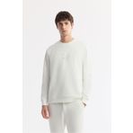 Avva Erkek Beyaz Regular Fit Bisiklet Yaka Baskılı Bi Stretch Interlok Sweatshirt A51y1235
