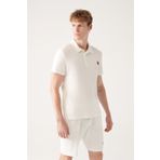 AVVA Erkek Beyaz Soft Touch Havlu Marine Baskılı Polo Yaka T-Shirt A31Y1033