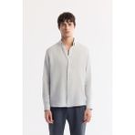 AVVA Erkek Buz Gri Comfort Fit %100 Keten Düğmeli Yaka Gömlek B002191 - 3XL