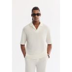 AVVA Erkek Ekru Apaj Yaka Pamuklu Soft Touch Comfort Fit T-Shirt A61Y2064