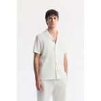Avva Erkek Ekru Apaj Yaka Viskon Karışımlı Jakarlı Kısa Kol Regular Fit Gömlek A51Y2144 - 2XL