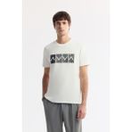 Avva Erkek Ekru Bisiklet Yaka Baskılı Bi-Stretch İnterlok Regular Fit T-Shirt A51Y1092 - 2XL