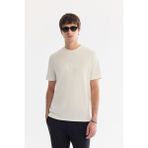 AVVA Erkek Ekru Bisiklet Yaka Baskılı Bi-Stretch İnterlok Regular Fit T-shirt A61Y1054 - M