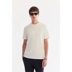 Avva Erkek Ekru Bisiklet Yaka Baskılı Bi-Stretch İnterlok Regular Fit T-shirt A61Y1054
