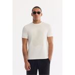 Avva Erkek Ekru Bisiklet Yaka Baskılı Bi-Stretch İnterlok Regular Fit T-shirt A61Y1056