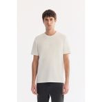 AVVA Erkek Ekru Bisiklet Yaka Baskılı Bi-Stretch İnterlok Regular Fit T-shirt A61Y1082 - M