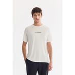 AVVA Erkek Ekru Bisiklet Yaka Baskılı Soft Touch Nefes Alan Regular Fit T-Shirt A61Y1020