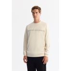 Avva Erkek Ekru Bisiklet Yaka Baskılı Soft Touch Regular Fit Sweatshirt A42Y1307