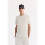 AVVA Erkek Ekru Bisiklet Yaka Baskılı Viskon Karışımlı Bi-Stretch İnterlok Regular Fit T-shirt A61Y1043 - XL