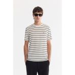 AVVA Erkek Ekru Bisiklet Yaka Çizgili Soft Touch Regular Fit T-Shirt A61Y1087 - 3XL