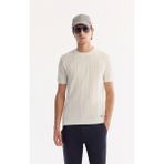 AVVA Erkek Ekru Bisiklet Yaka Çizgili Triko Regular Fit T-Shirt A52Y5005 - 3XL