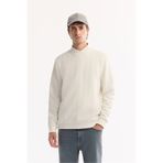 Avva Erkek Ekru Bisiklet Yaka Dokulu Elastan Regular Fit Sweatshirt A52Y1216