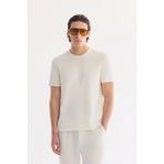 AVVA Erkek Ekru Bisiklet Yaka Elastan Bi-Stretch İnterlok Regular Fit T-shirt A61Y1114 - XL
