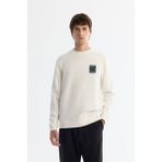 Avva Erkek Ekru Bisiklet Yaka Pamuklu Baskılı Elastan Regular Fit Sweatshirt A42Y1286 - XL