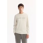 Avva Erkek Ekru Bisiklet Yaka Pamuklu Bi-Stretch Baskılı Regular Fit Sweatshirt A52Y1210
