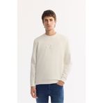 Avva Erkek Ekru Bisiklet Yaka Pamuklu Bi-Stretch Baskılı Regular Fit Sweatshirt A52Y1247