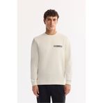 Avva Erkek Ekru Bisiklet Yaka Pamuklu Bi-Stretch Baskılı Regular Fit Sweatshirt A52Y1260